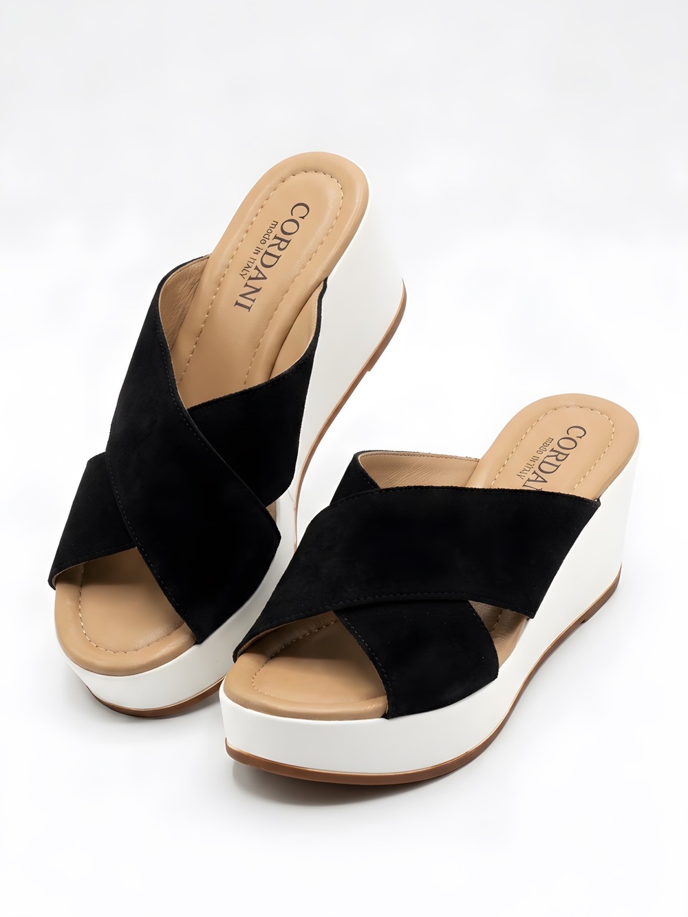 Cordani Black and Cream Cross-Strap Sandals